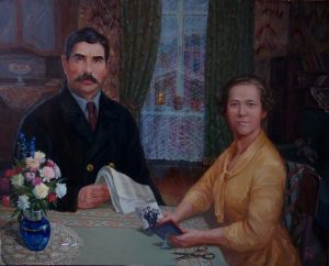 Семейный портрет на заказ маслом по фото 1930-х годов. Холст, масло. Худ. М.Л. Медовикова.