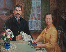 Портрет маслом. Семейный портрет по фото 1940-х.