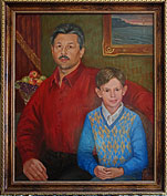 Семейный портрет маслом отца и сына