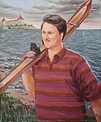 Портрет мужчины с водными лыжами пастелью.