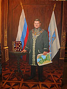 Портрет губернатора В.Сердюкова с картой