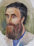 Акварельный портрет художника Валерия Шалагинова.